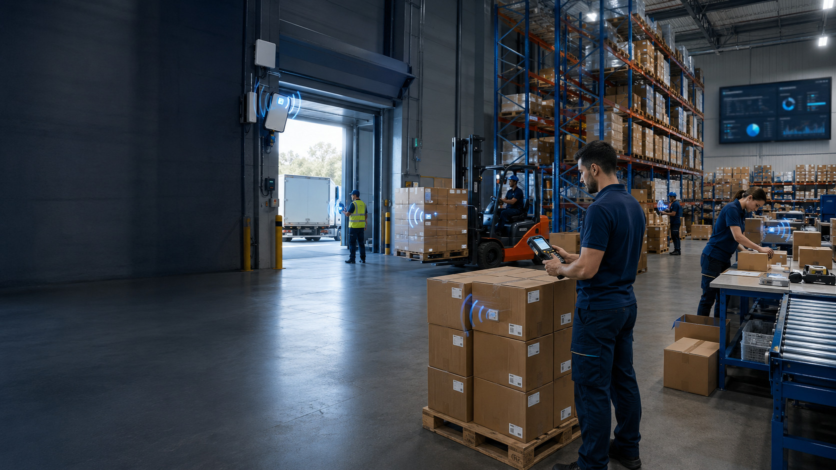 Modern warehouse using an RFID warehouse management system