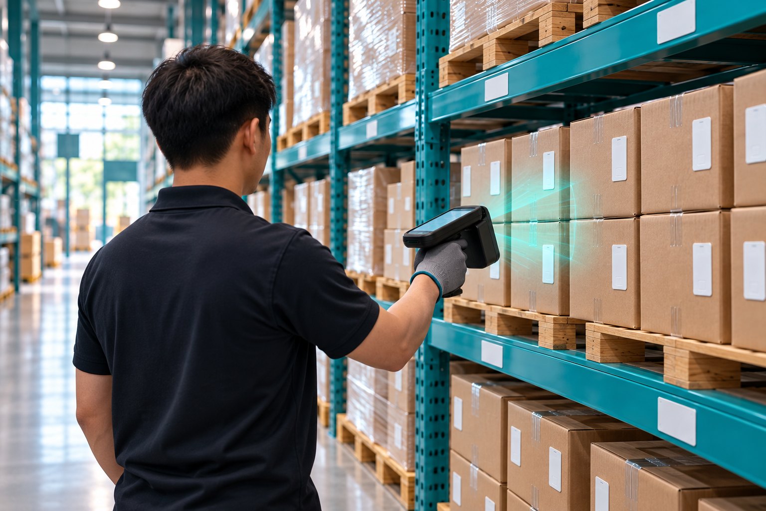 Staff counting rack stock with a handheld RFID reader